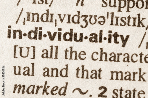 Dictionary definition of word individuality