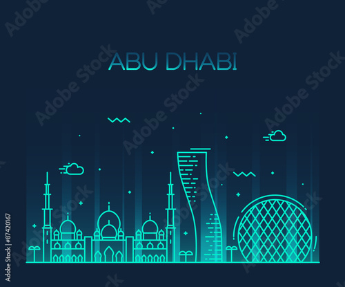 Abu Dhabi City skyline Trendy vector line art