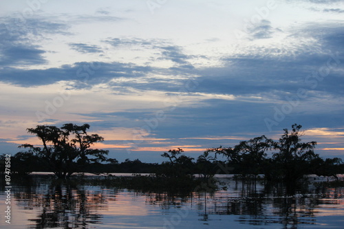 Amazon River Reflections at Sunset