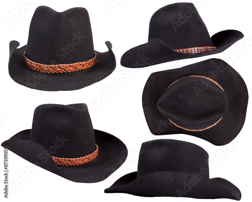 cowboy black hats isolated on white background