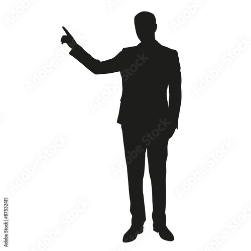 Business man vector silhouette show something