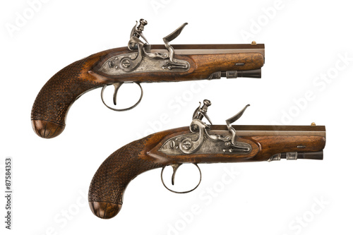 Pair flintlock pistols old vintage and original