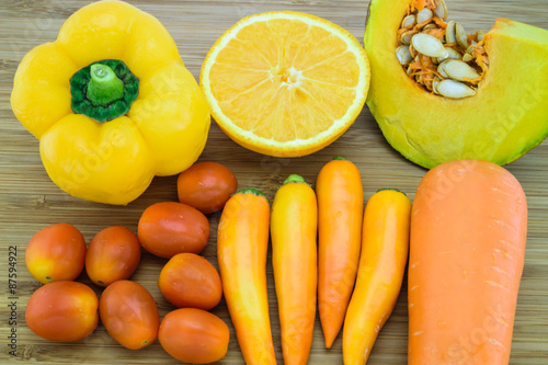 Orange color fruits and vegetable