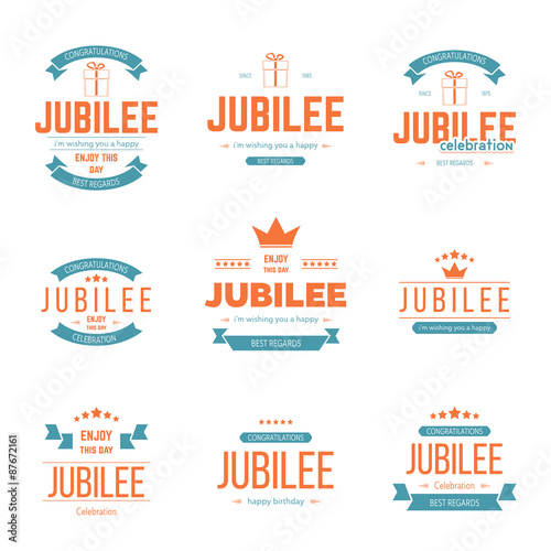 Vector set of jubilee signs, symbols. Design elements collection.