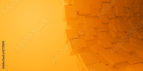 Abstract orange cubes background, 3d illustration.