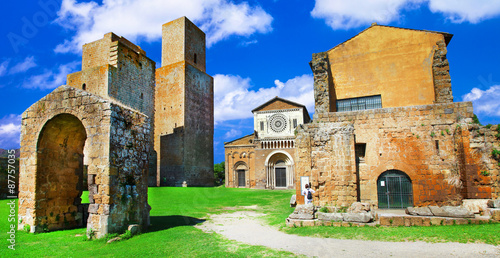 Etruscan city of Tuscania with San Pietro church. Italy