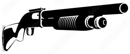 Illustration black and white with a shotgun isolated on white