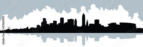 Skyline silhouette of the city of Cleveland, Ohio, USA.