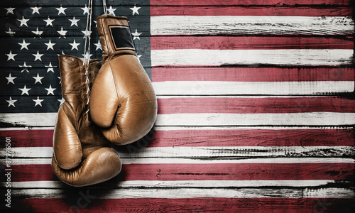 American flag and boxing gloves