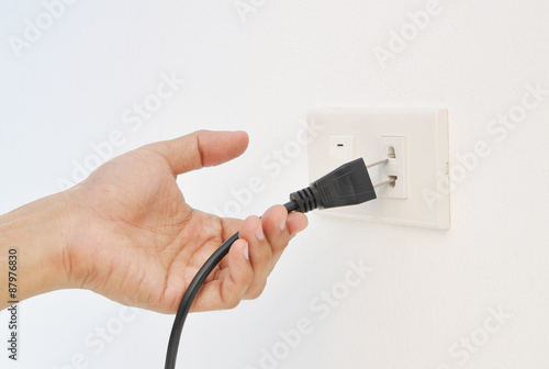 Hand unplug , electric shock