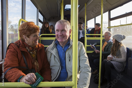 Senior couple on a bus