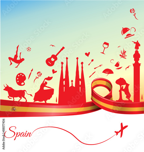 spain background with flag and symbol