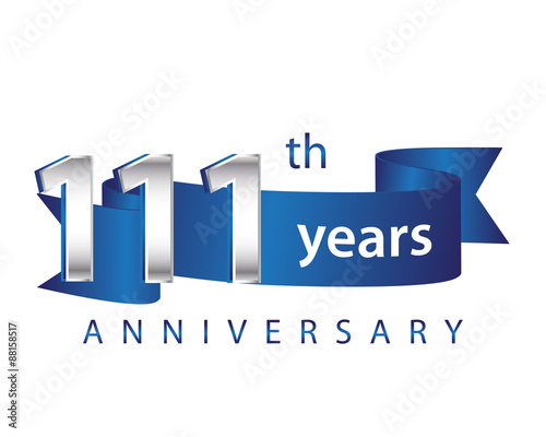 111 Years Anniversary Logo Blue Ribbon