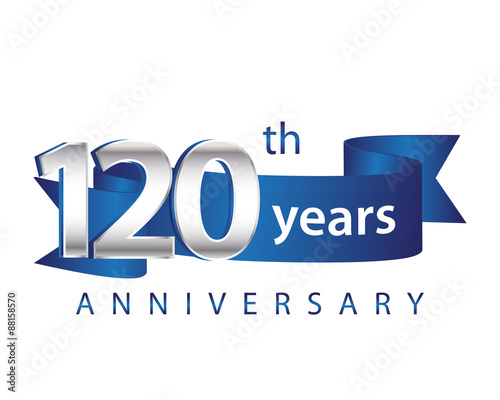 120 Years Anniversary Logo Blue Ribbon