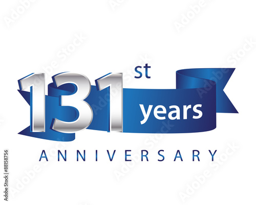 131 Years Anniversary Logo Blue Ribbon