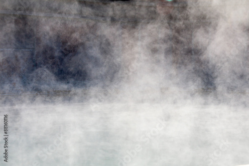 Steam off a hot spring at a spa