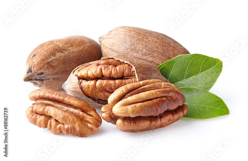 Pecans with leaves