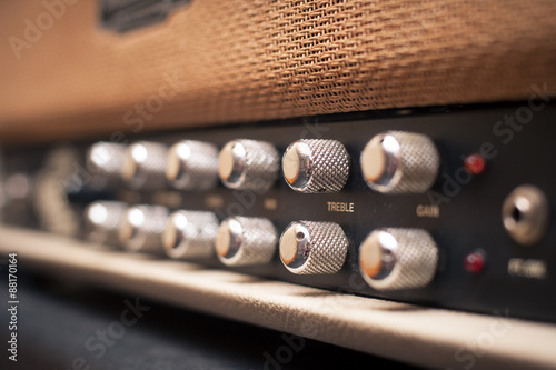 Guitar amplifier knobs detail