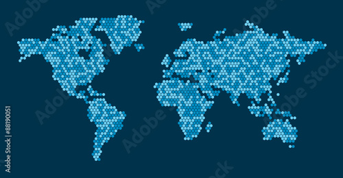 Hexagonal Dots World Map