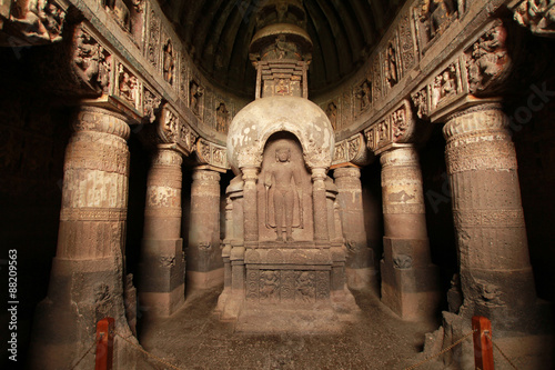 buddha statue in ajanta cave india