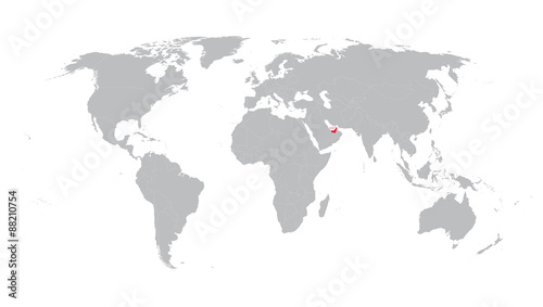 world map with indication of United Arab Emirates