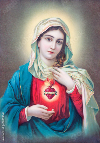Typical catholic image of heart of Virgin Mary from Slovakia