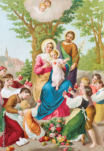 Traditional cathlic image of Holy Family from Slovakia