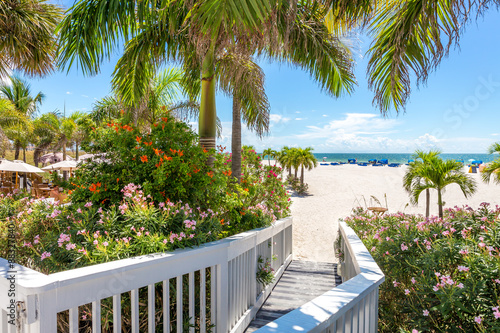 Boardwalk on beach in St. Pete, Florida, USA