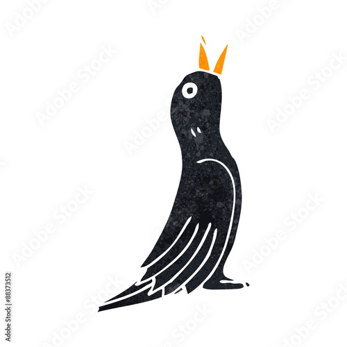 retro cartoon singing blackbird