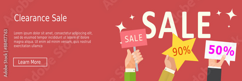 Flat designed banners for clearance sale concept. Vector