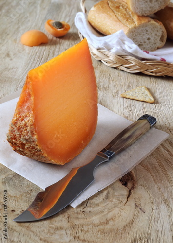 Mimolette cheese and baguette