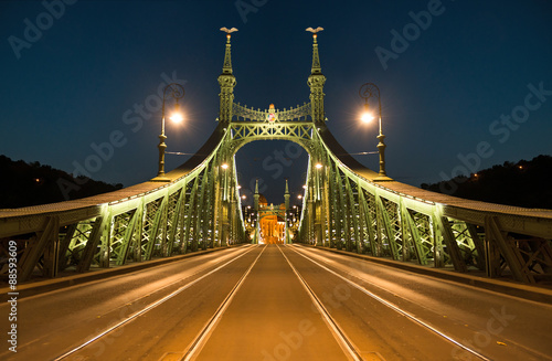 Liberty Bridge in Budapest by night