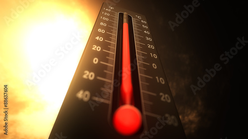 Thermometer Showing Heat in Fahrenheit and Celsius