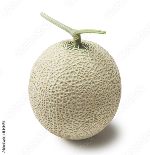 A juicy honeydew melon from Japan on a white background...