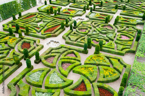 beautiful castle gardens of Villandry in the Loire France