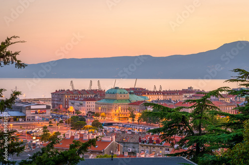 RIJEKA, CROATIA - JULY 2015 - A panorama of the city and the bay