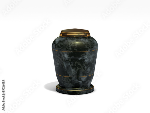 onyx stone funeral urn on white background