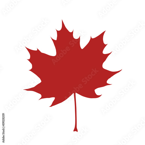 Red organic and natural maple leaf flat icon for apps and websites