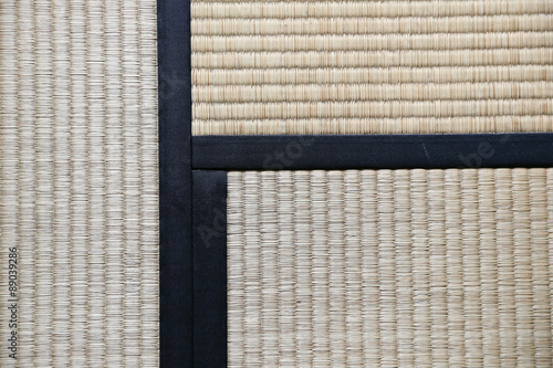 Japanese Tatami Rug Background with three Tatamis Joining