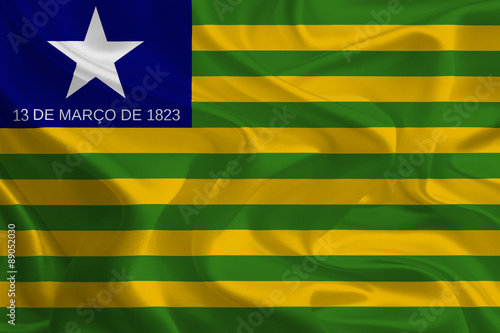 Brazil State Flags: Waving Fabric Flag of Piauí