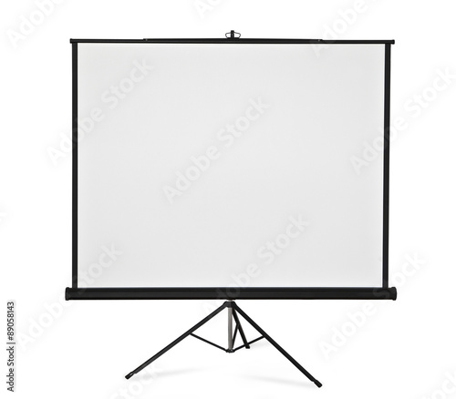 Blank projection screen on a tripod