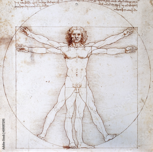Leonardo da Vinci - Proportionsschema der menschlichen Gestalt nach Vitruv