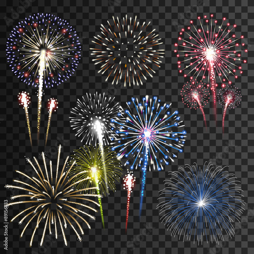 Set of isolated vector fireworks 