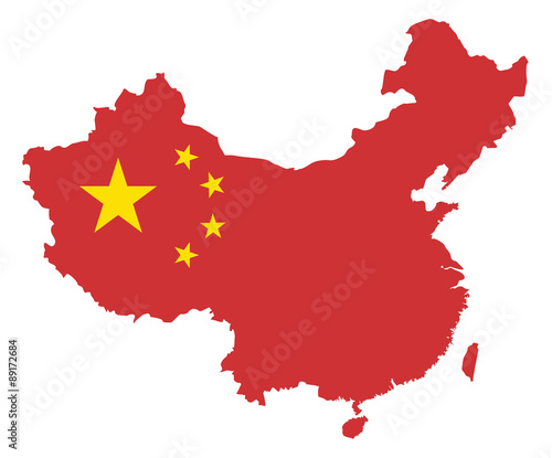Peoples Republic of China Flag in Map Vector Illustration