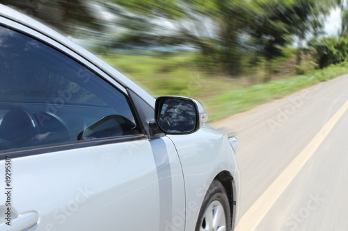 speeding car with motion blur