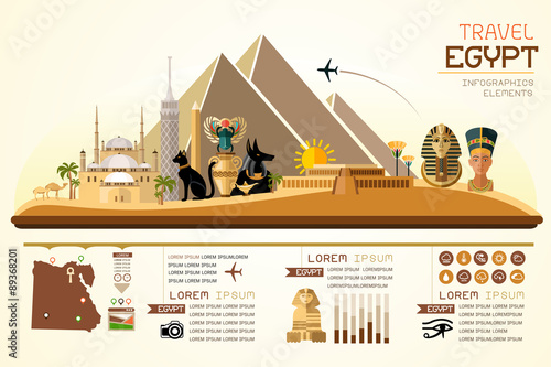 Info graphics travel and landmark egypt template design. Concept Vector Illustration