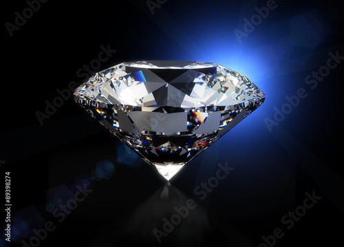 Big luxury diamond on black background isolated with clipping path
