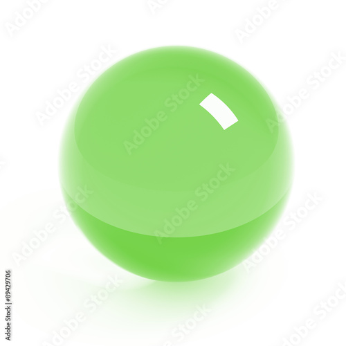 Glass green sphere isolated on white with clipping path