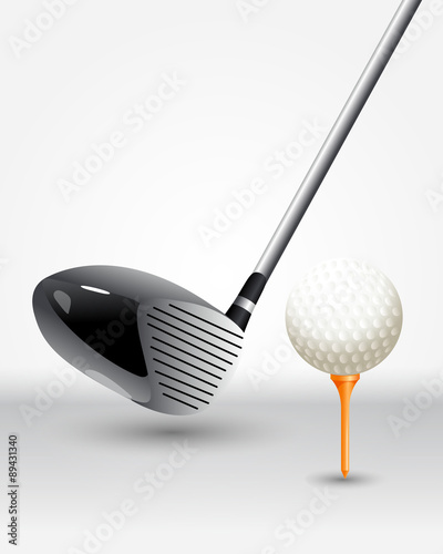 Golf background - game time. Golf ball with tee on course and st
