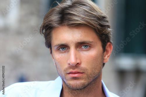 attractive young man with blue eyes